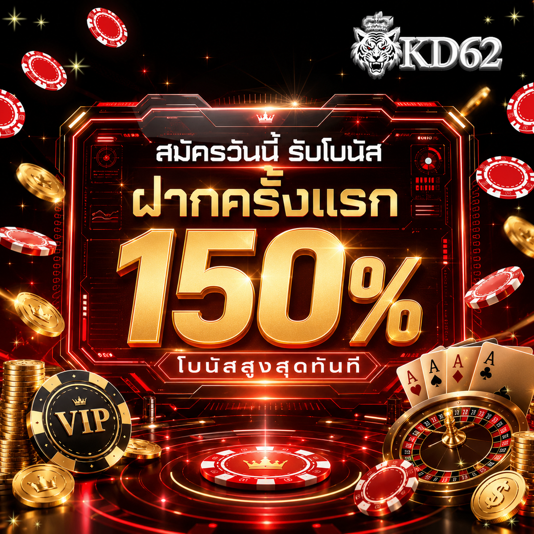 ฝากแรก kd62 รับโบนัสสูงสุด 150%